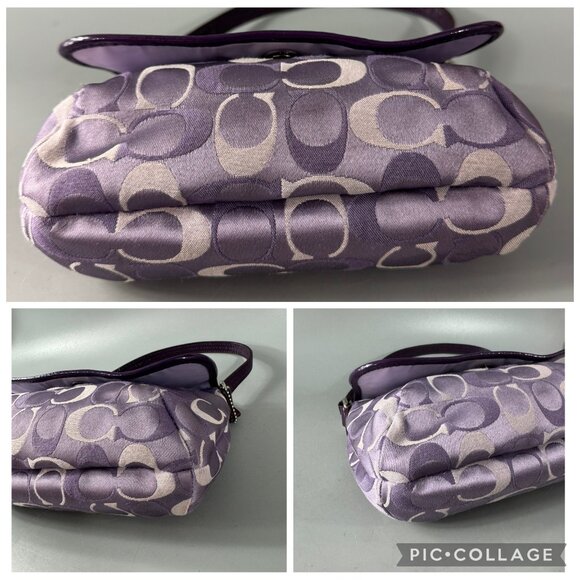 Coach CC Monogram Canvas with Purple Patent Leather Accents Mini Shoulder Bag - Picture 15 of 15